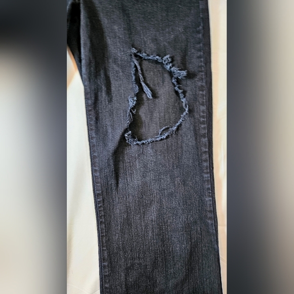 NYDJ Not Your Daughters Jeans Womens Black Distressed Straight Leg Jeans Size 10 - Picture 3 of 12